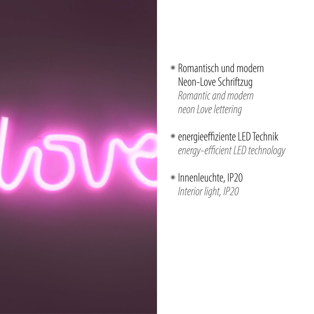 Leuchten Direkt NEON-LOVE Dekoleuchte 85021-87 Pink LED