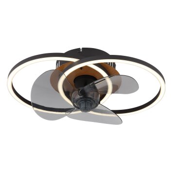 Globo Karen Deckenventilator LED Naturfarben, Schwarz, 1-flammig, Fernbedienung