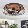 Tourais Deckenventilator mit Beleuchtung LED Holzoptik, Schwarz, 4-flammig, Fernbedienung