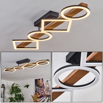 Tavon Deckenleuchte LED Holz dunkel, Schwarz, 1-flammig